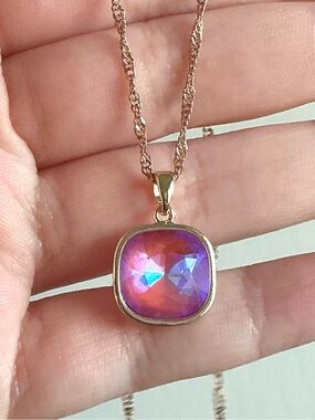 Swarovski Necklace Fancy Cushion Cut Crystal Necklace 925 Sterling Silver Gold